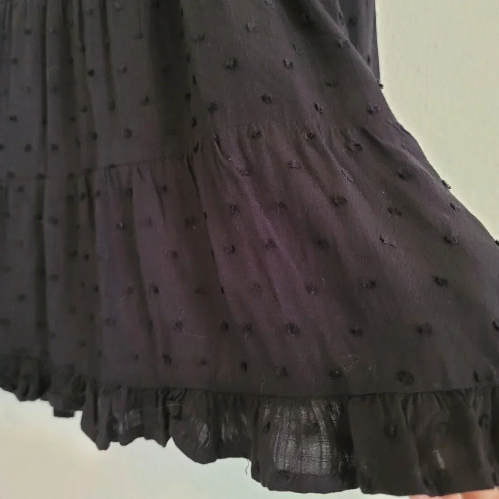 Blue Rain Womens Size XS Swiss Dot Babydoll Tiered Dress Black Dark Academia Top - Picture 6 of 11